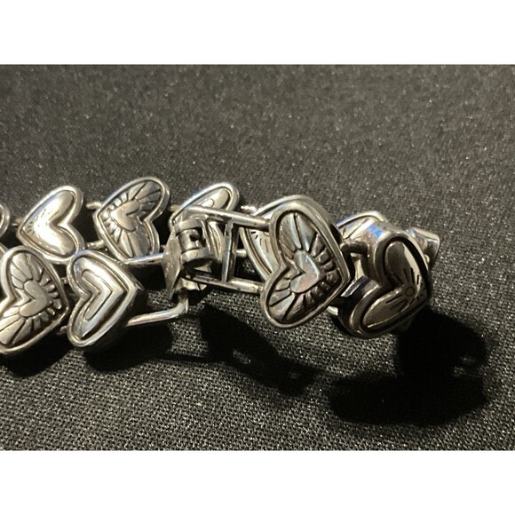 Brighton Heritage Heart Bracelet Silver Plated w/ Fold Over Clasp W/ Dust Bag - Picture 2 of 9